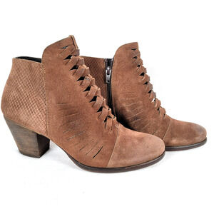 Free People Womens Suede Loveland Heeled Ankle Boot Size 40 Brown Western Pirate